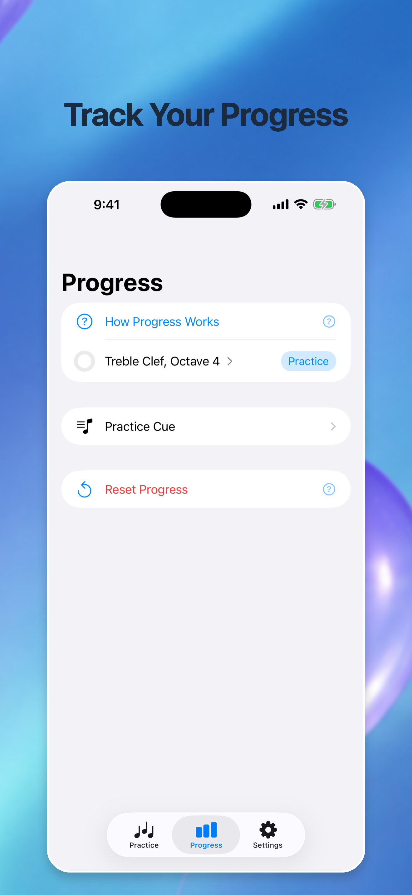 Progress tracking screen